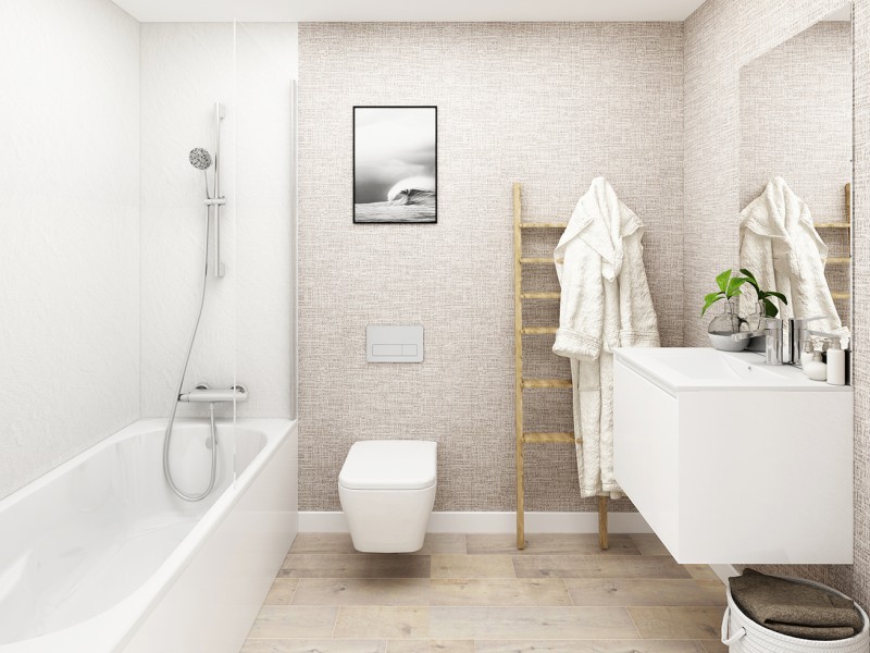 Baño general. Infografía orientativa a concretar en el desarrollo del proyecto.
