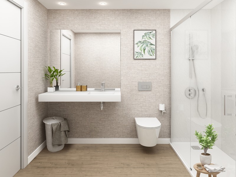 Baño principal. Infografía orientativa a concretar en el desarrollo del proyecto.